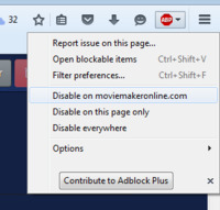 כיבוי AdBlock Plus עבור moviemakeronline.com ב-Firefox